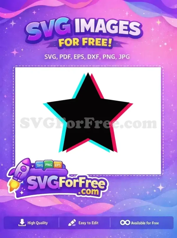 Free Cyan Magenta Star Free Overlap Effect TikTok Free SVG
