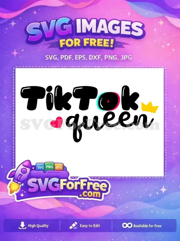 Free Black TikTok Free Queen Heart Crown TikTok Free SVG
