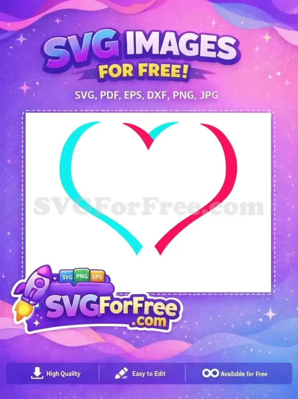 Free Cyan Pink Heart Free TikTok Love Free SVG