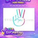 Free Cyan Pink Peace Sign Hand Free TikTok Free SVG - Instant Download