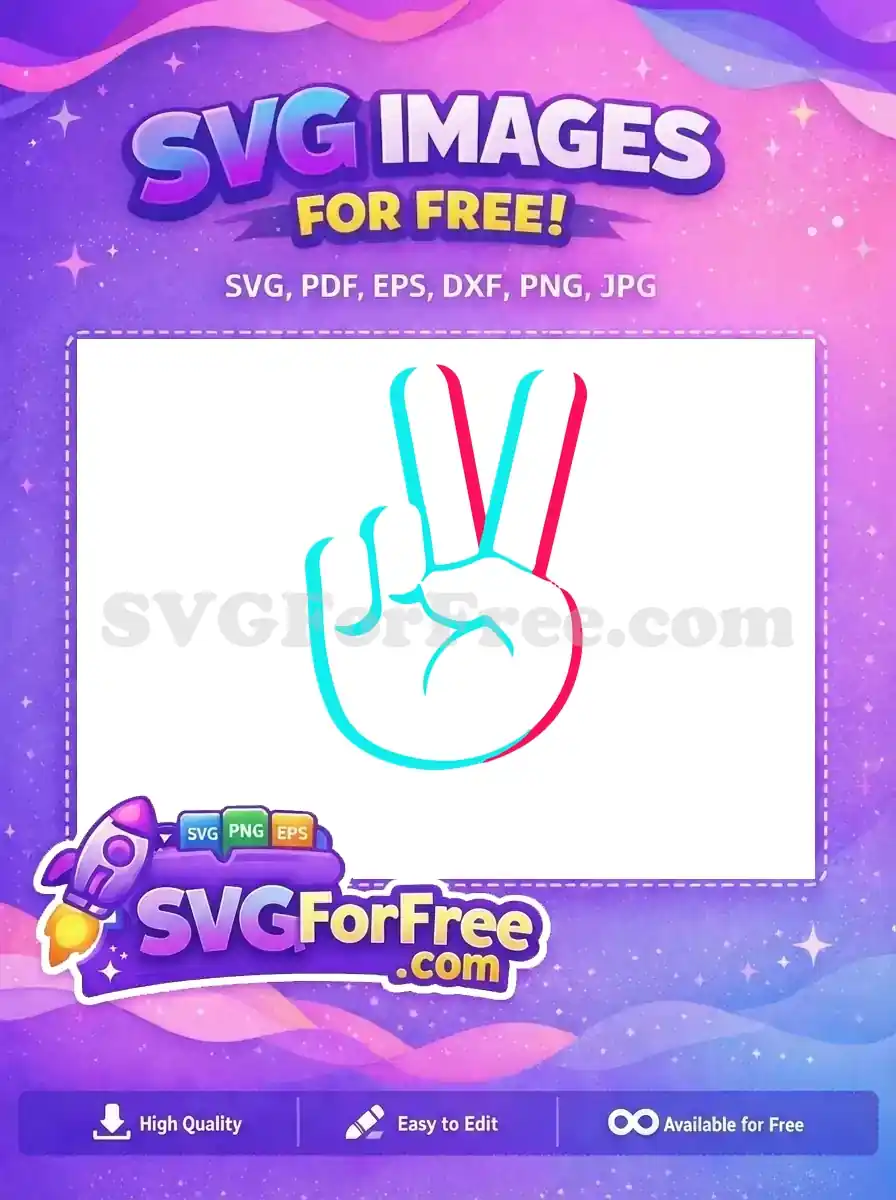 Free Cyan Pink Peace Sign Hand Free TikTok Free SVG