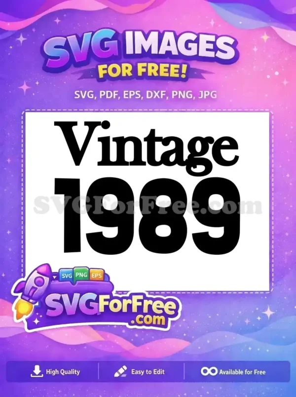 Free Vintage Bold Font Free 1989 Year Design Free SVG Free Vintage Bold Font Free 1989 Year Design Free SVG