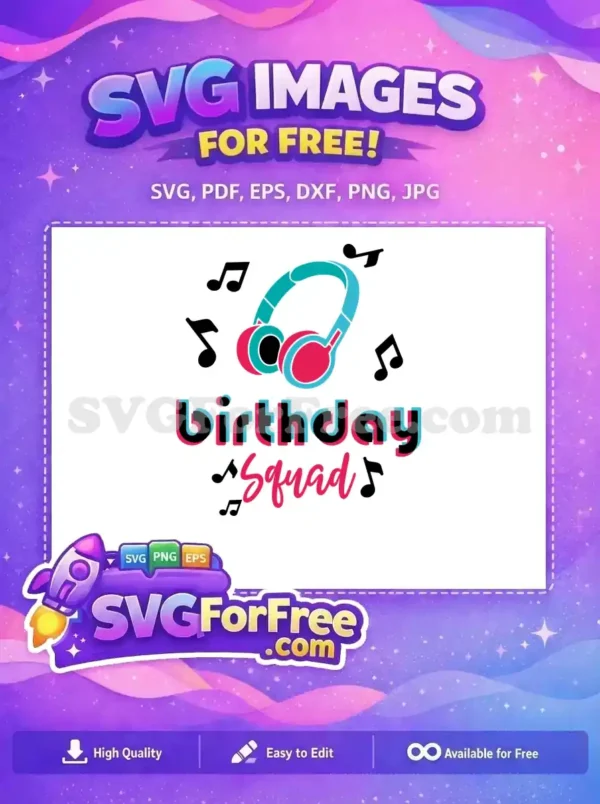 Free Teal Headphones Free Birthday Squad TikTok Free SVG