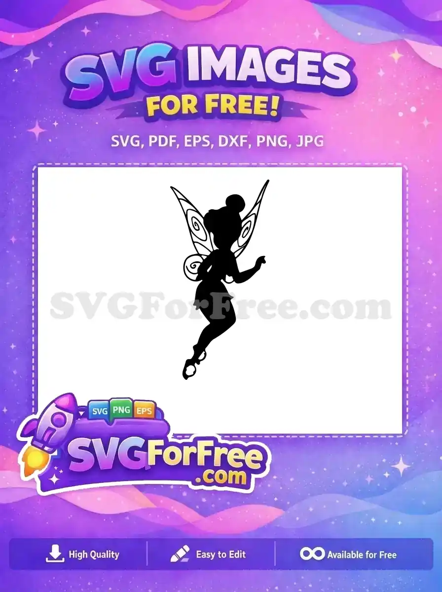 Free Silhouette Tinkerbell Flying Free Swirl Wings Disney Free SVG