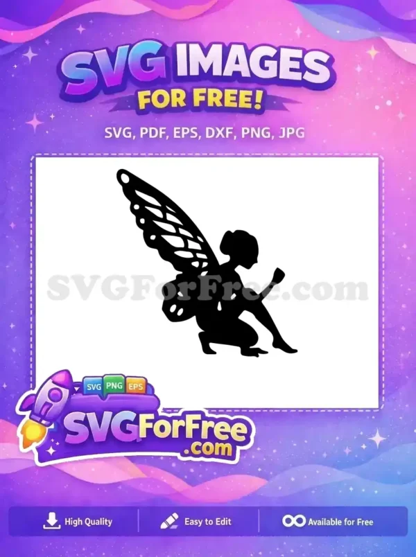 Free Silhouette Kneeling Free Tinkerbell Disney Movie Free SVG
