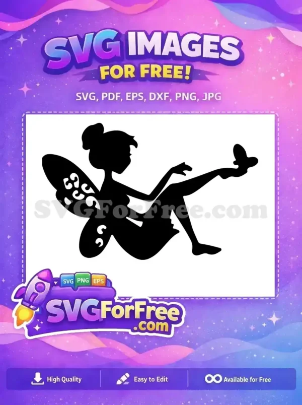 Free Sitting Pose Free Butterfly on Foot Tinkerbell Free SVG