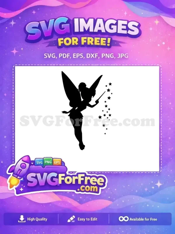 Free Silhouette Stars Free Magic Wand TinkerBell Free SVG