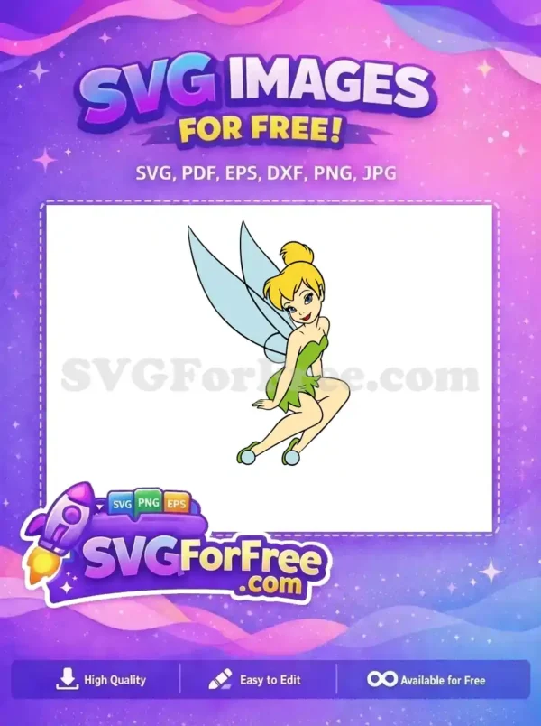 Free Sitting Pose Free Blue Wings TinkerBell Free SVG