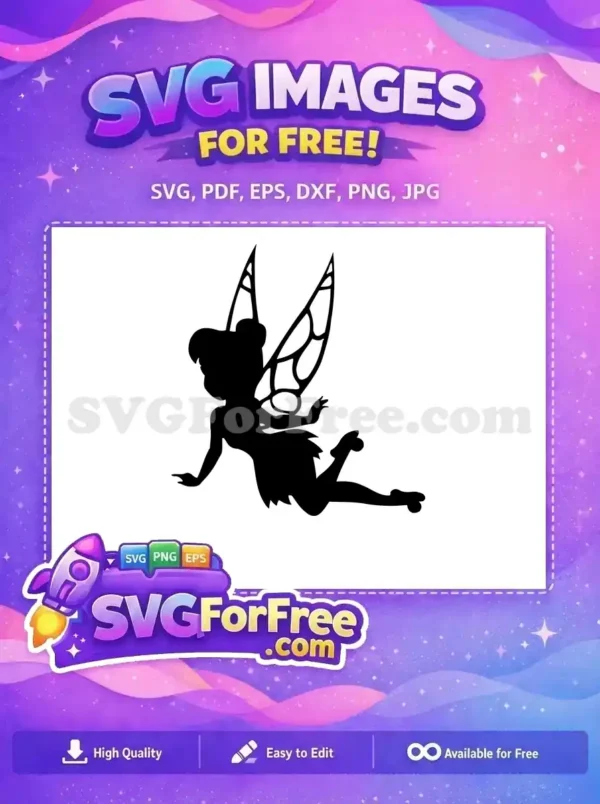 Free Silhouette Wings Free Reclining Pose TinkerBell Free SVG