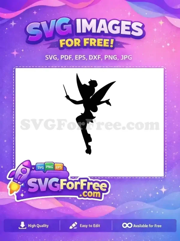 Free Silhouette Fairy Free Pointing Wand TinkerBell Free SVG Free Silhouette Fairy Free Pointing Wand TinkerBell Free SVG