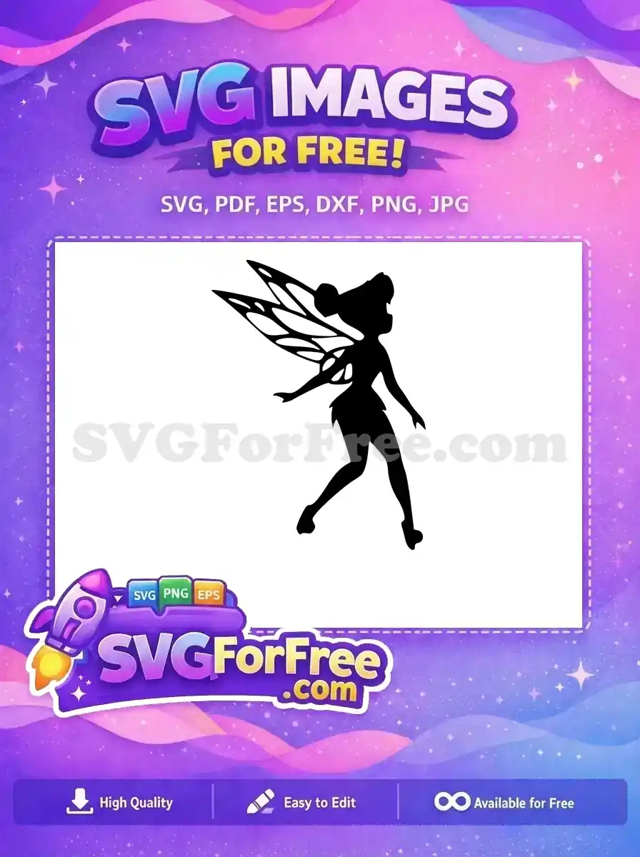 Free Silhouette Wings Free Pixie Black Tinkerbell Free SVG