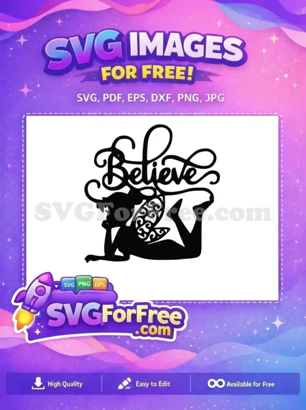 Free Silhouette Believe Free Tinkerbell Pose Disney Free SVG