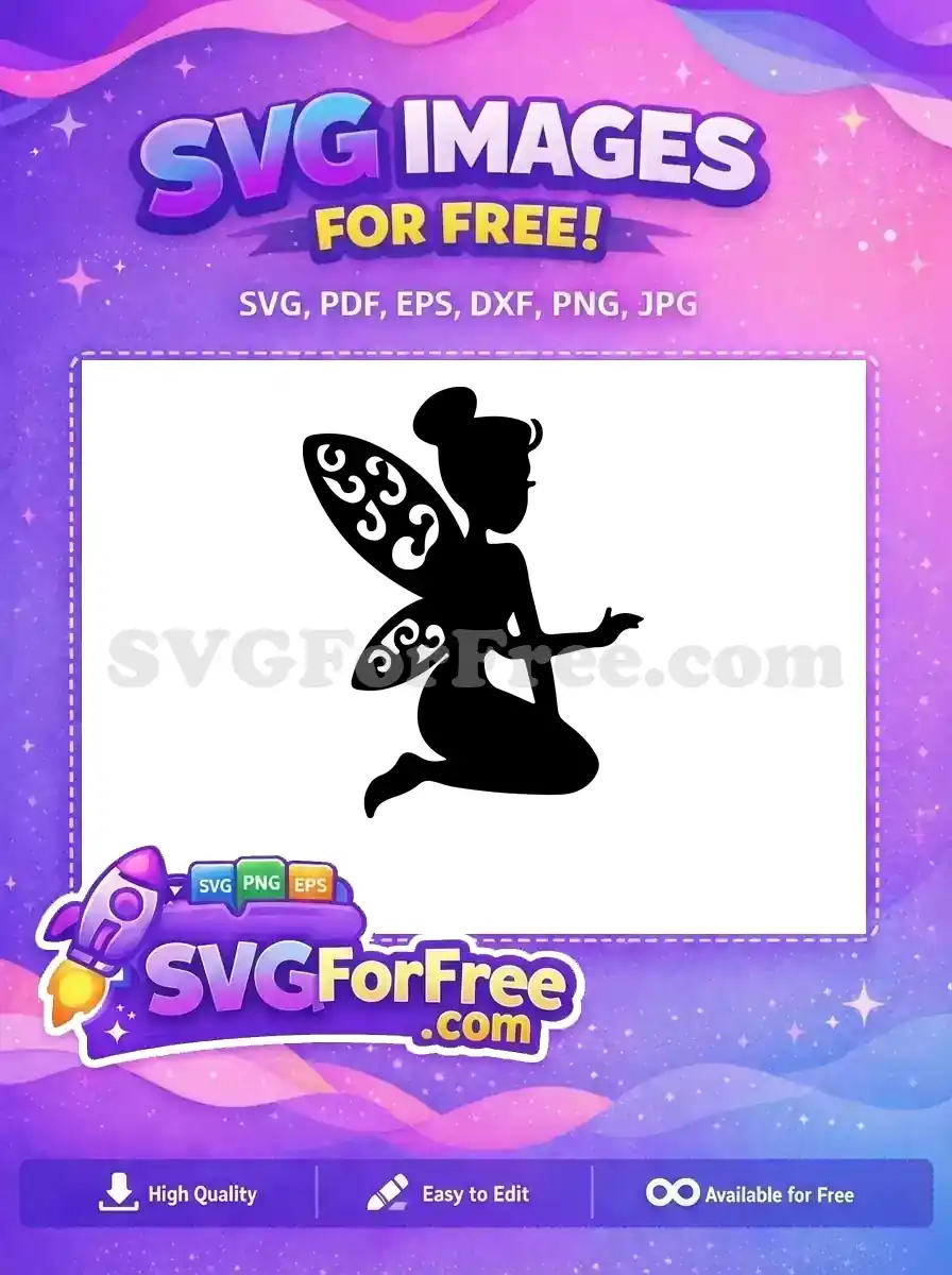Free Silhouette Bun Free Curly Wing Tinkerbell Free SVG