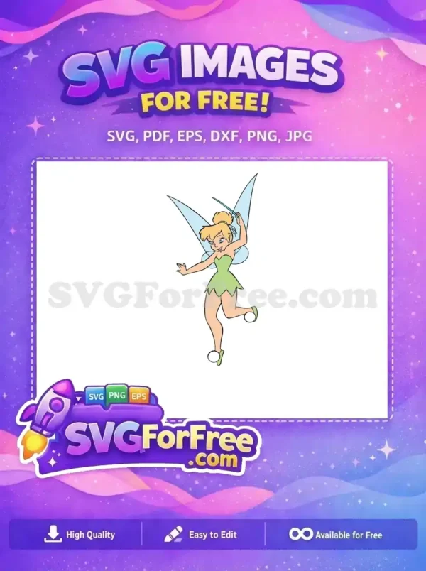 Free Smiling Tinkerbell Free Magic Wand Peter Pan Free SVG