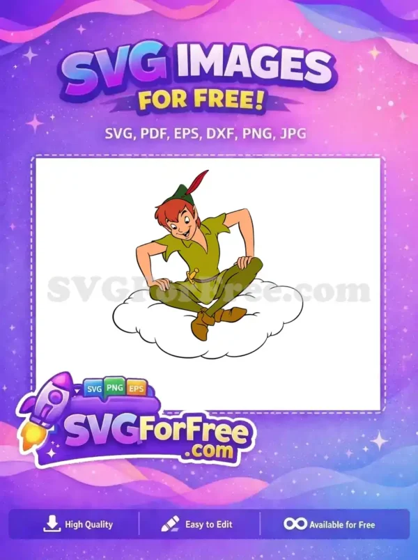 Free Sitting Pose Free Cloud Detail Peter Pan Free SVG