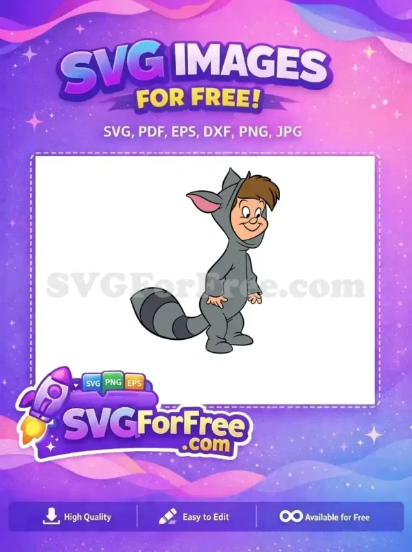 Free Raccoon Costume Free Smiling Boy Peter Pan Free SVG