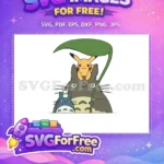 Free Pikachu on Totoro Free Holding Leaf Totoro Free SVG - Instant Download