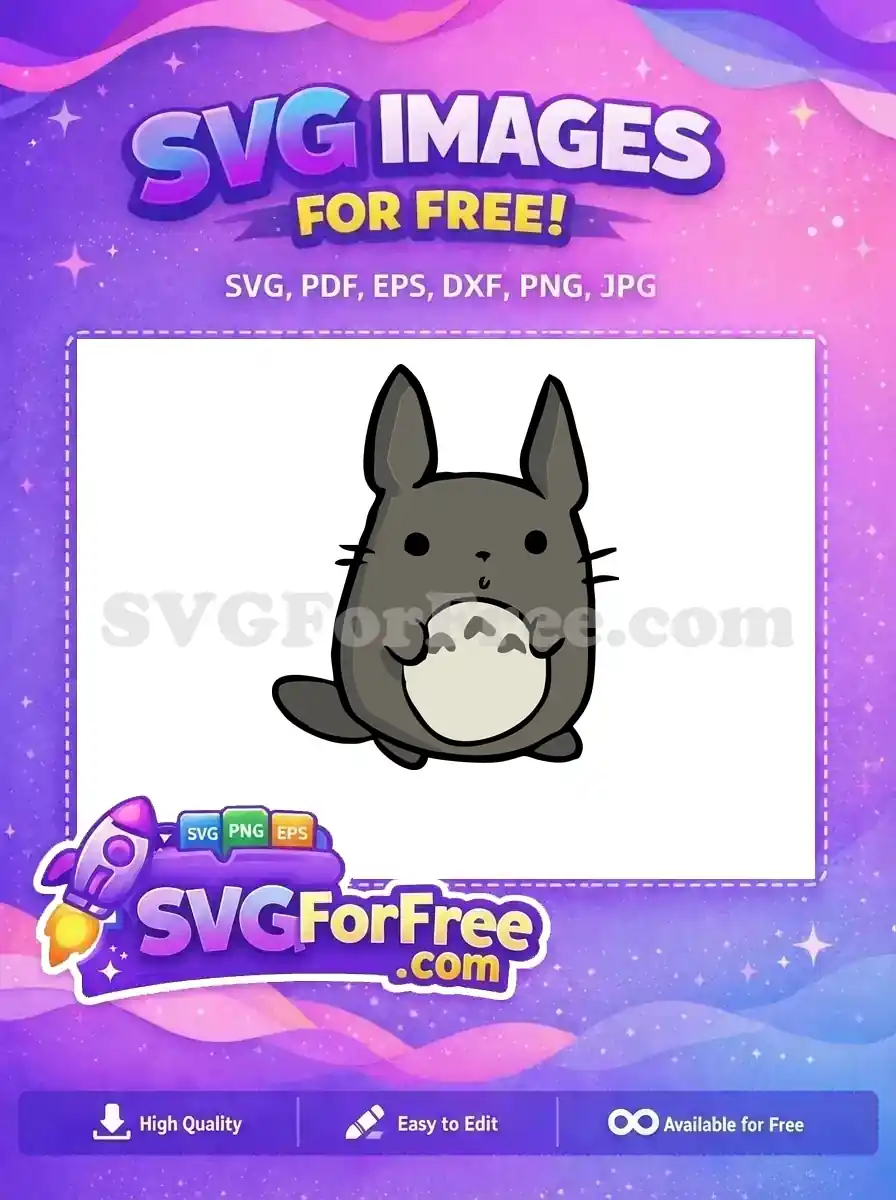 Free Gray Totoro Happy Expression Free Cartoon Character Movie Free SVG