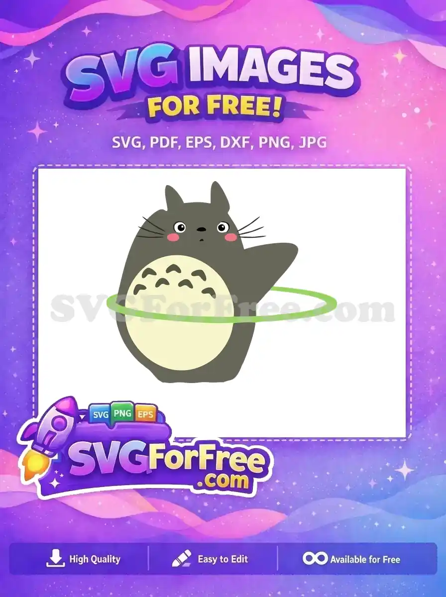 Free Gray Totoro with Hula Hoop Free Animation Movie Free SVG