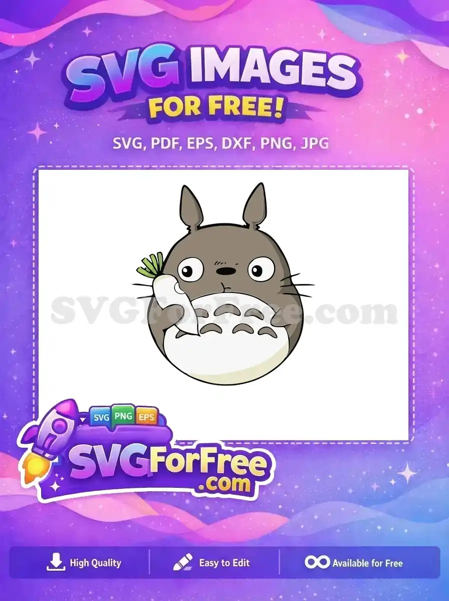 Free Gray Totoro Holding Radish Free My Neighbor Totoro Free SVG