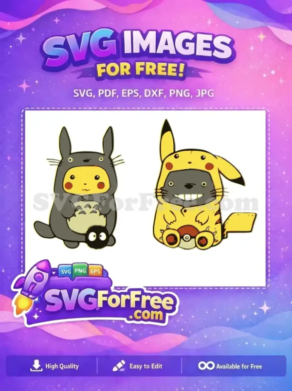 Free Totoro Pikachu Cosplay Free Funny Expressions My Neighbor Free SVG