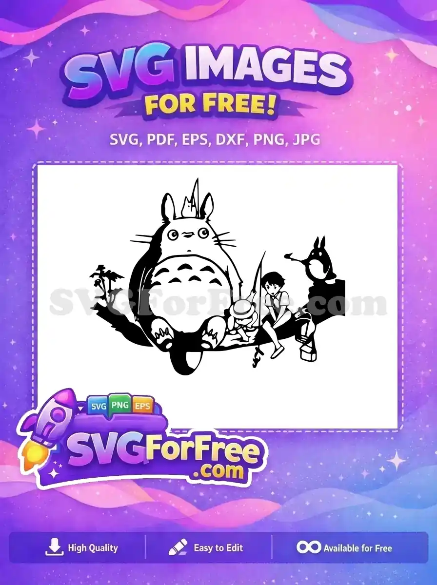 Free Relaxing Totoro Free Silhouette Girls My Neighbor Free SVG