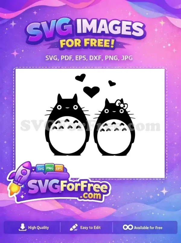Free Heart Balloons Free Ribbon Totoro Couple My Neighbor Free SVG