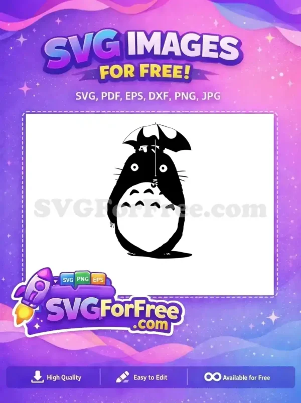 Free Black Totoro Umbrella Free Silhouette My Neighbor Free SVG