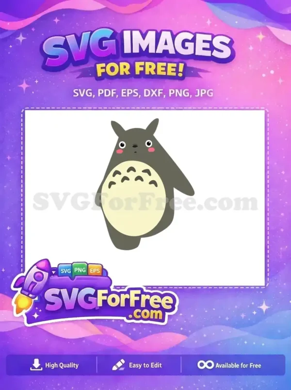 Free Gray Totoro Blush Cheeks Free Cute Design Movie Free SVG