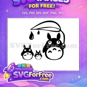 Free Black Totoro Leaf Umbrella Free Raindrops My Neighbor Free SVG