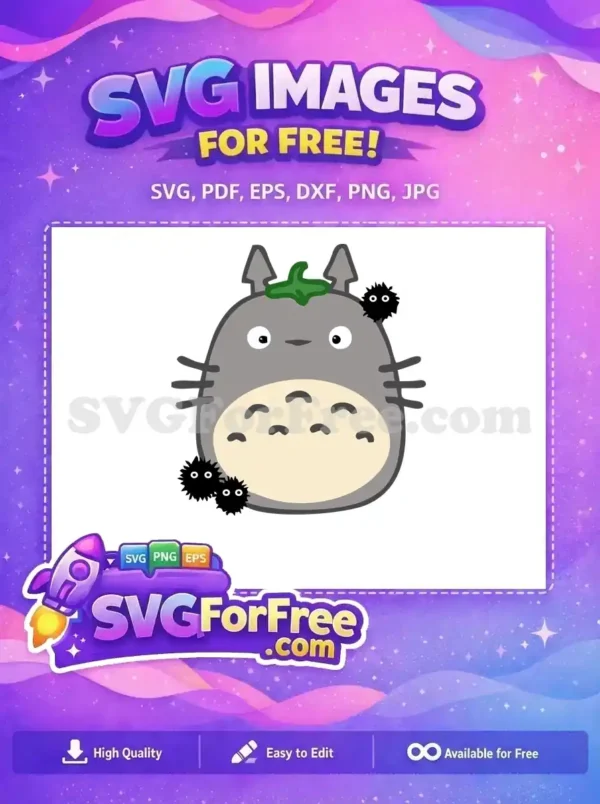 Free Gray Totoro with Leaf Free Soot Sprites Totoro Free SVG