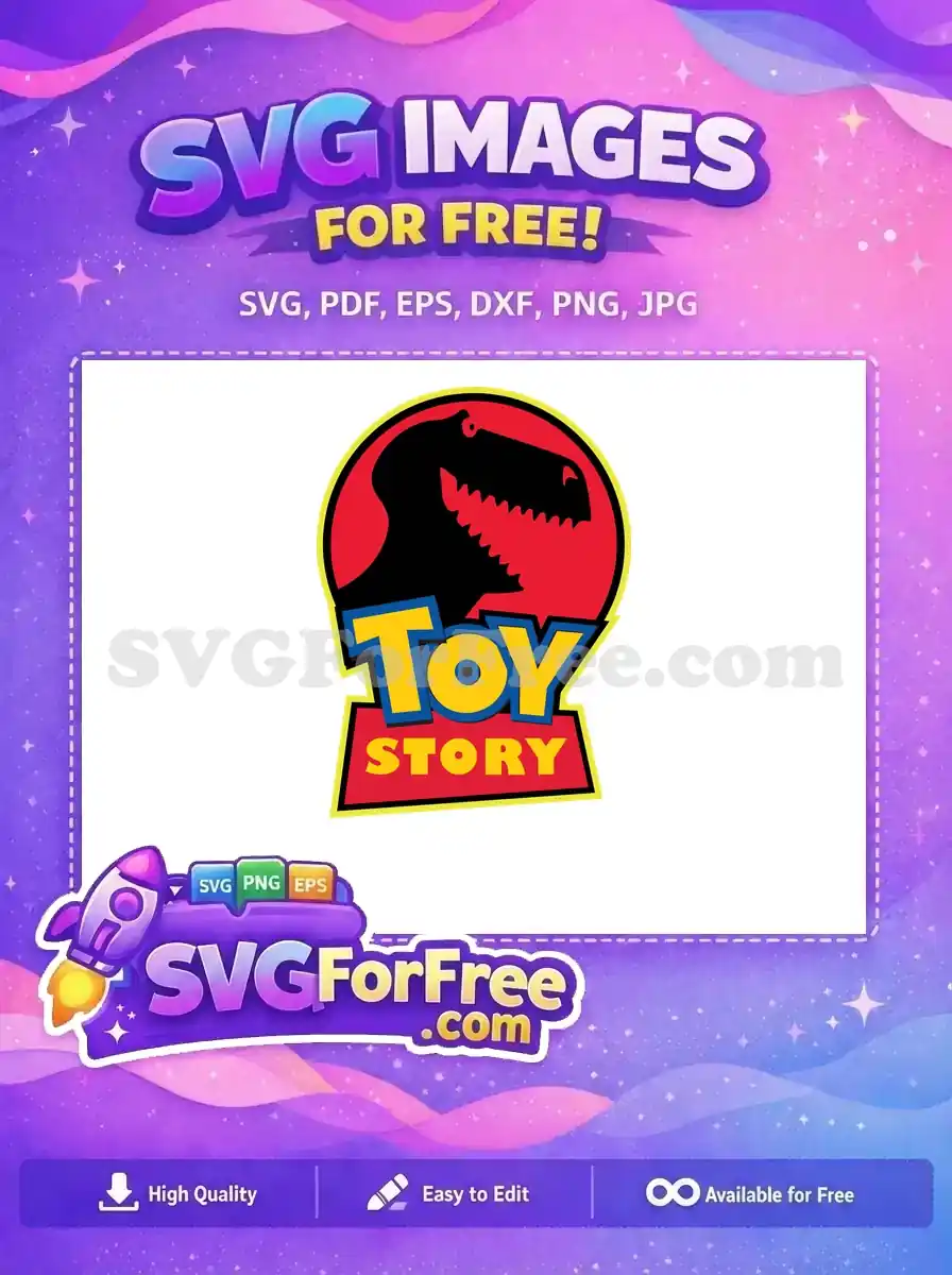 Free T-Rex Silhouette Free Yellow Letters Toy Story Free SVG