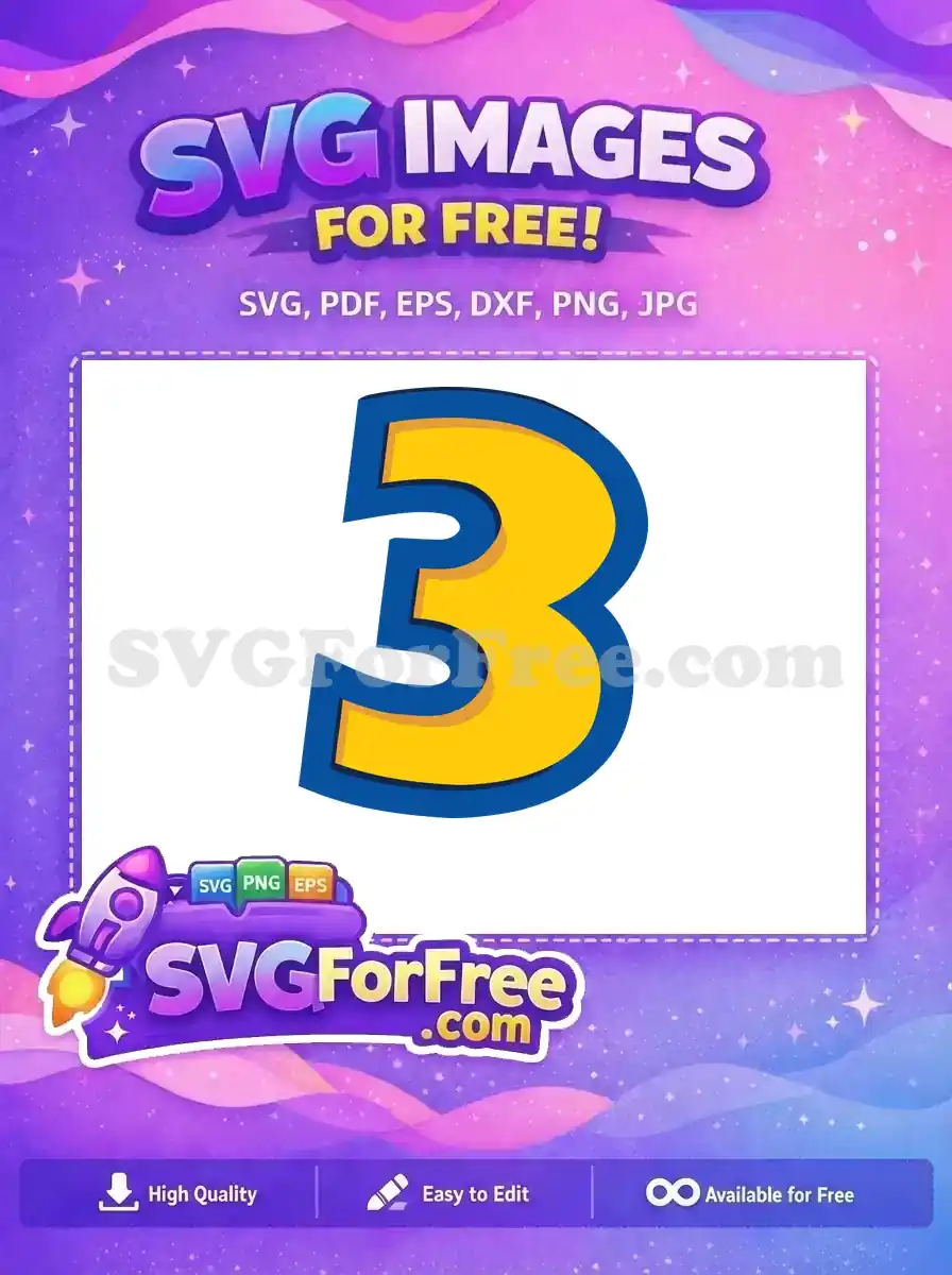 Free Yellow Number Three Free Blue Outline Toy Story Free SVG