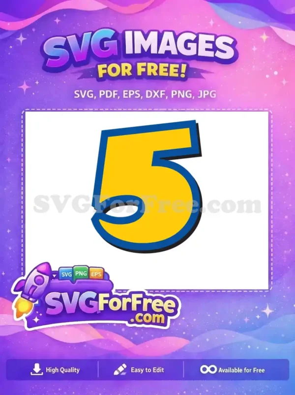 Free Yellow Number Five Free Blue Outline Toy Story Free SVG