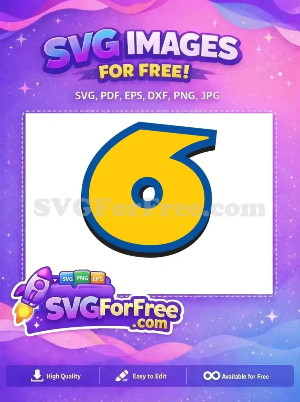 Free Yellow Number Six Free Blue Trim Toy Story Free SVG