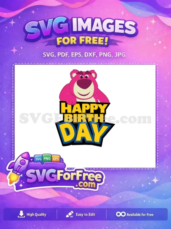 Free Pink Lotso Bear Free Birthday Design Toy Story Free SVG 1
