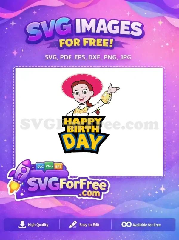 Free Waving Jessie Free Pink Hat Toy Story Free SVG 1
