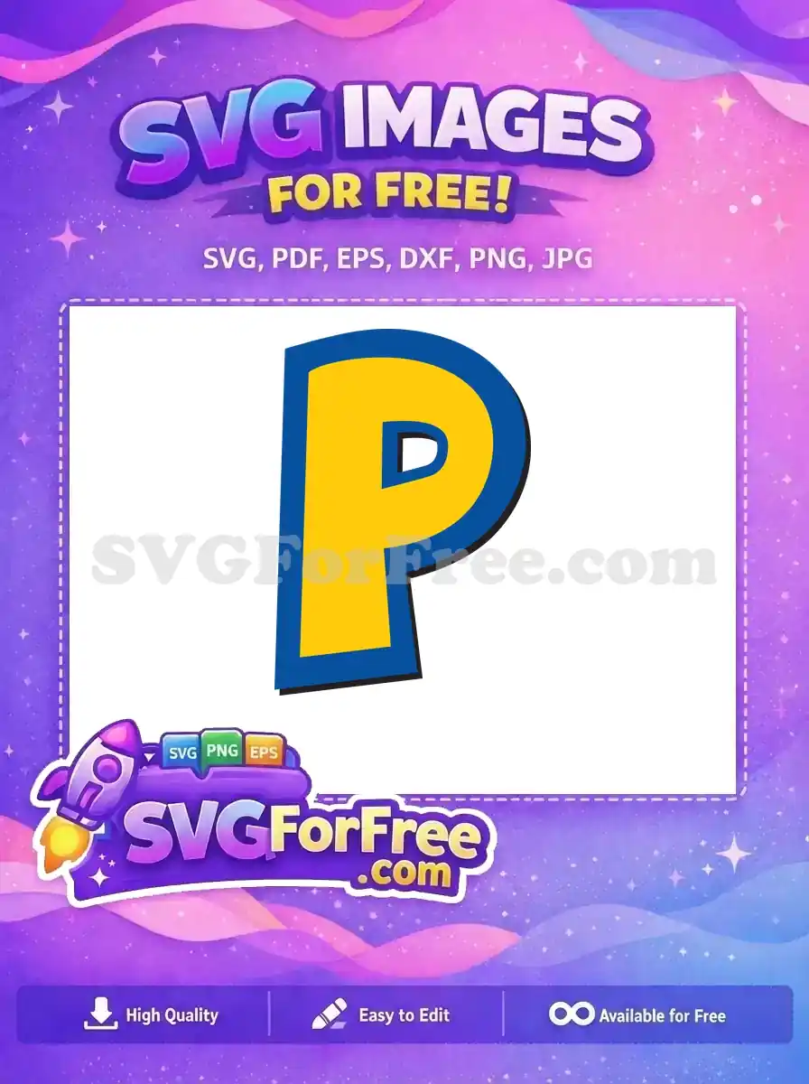 Free Yellow Letter P Free Blue Outline Toy Story Free SVG 1