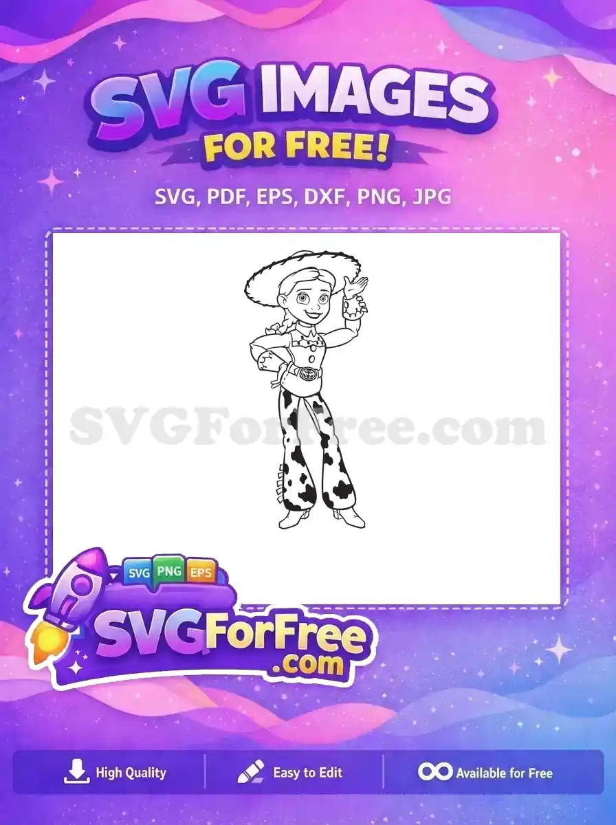 Free Waving Jessie Free Cow Print Pants Toy Story Free SVG