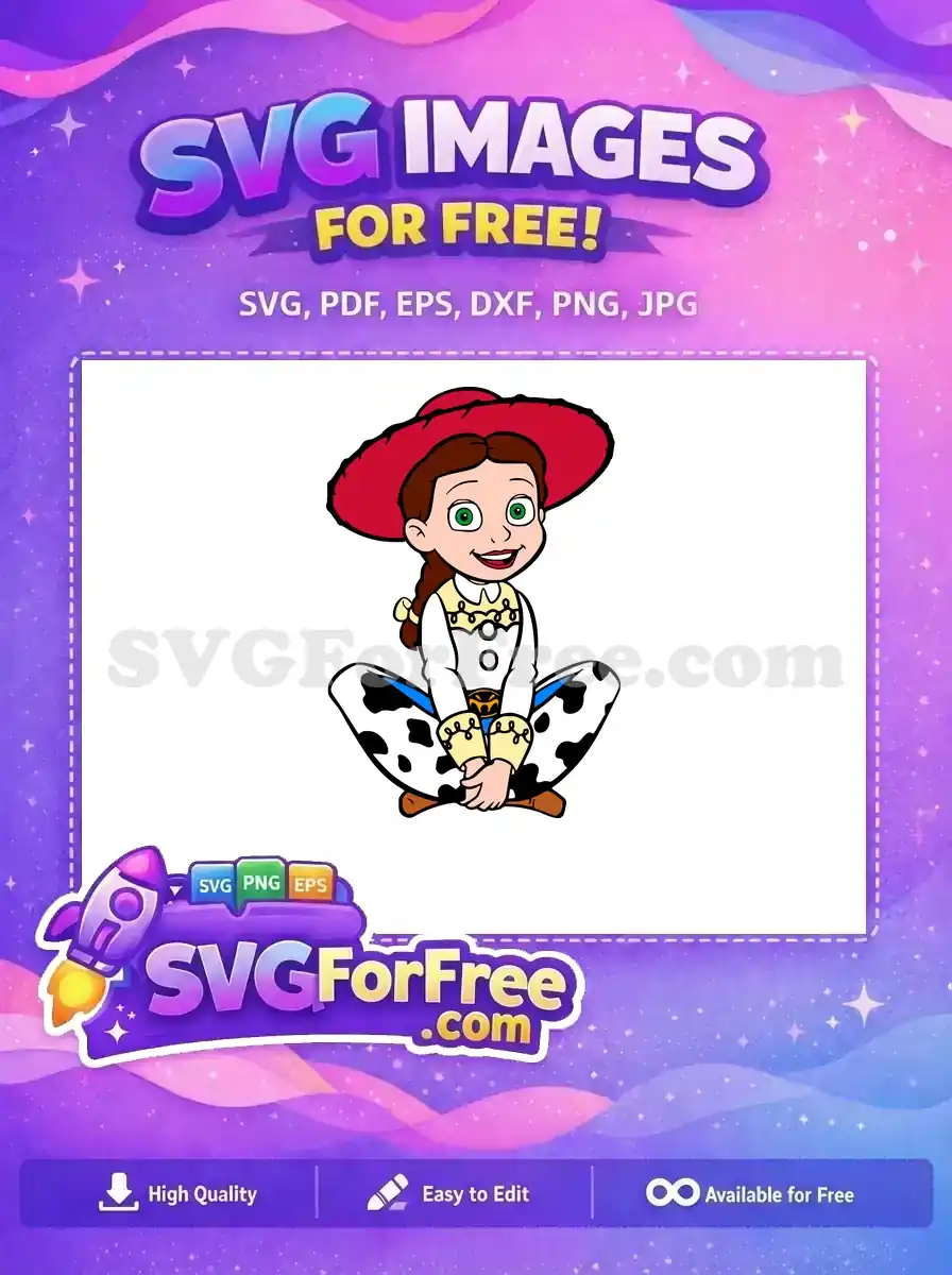 Free Smiling Jessie Red Hat Free Cowgirl Outfit Toy Story Free SVG