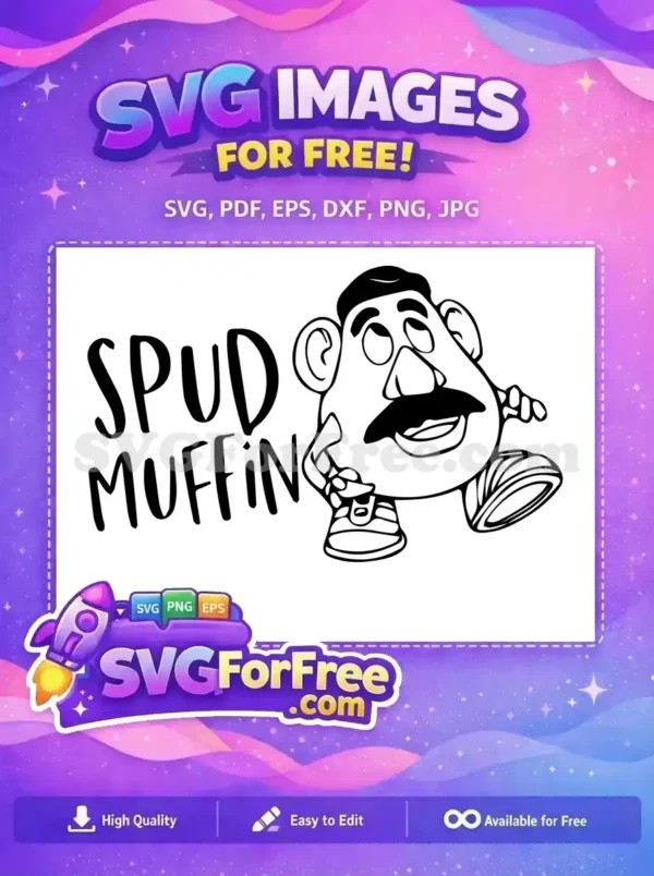 Free Spud Muffin Funny Free Black Mustache Toy Story Free SVG