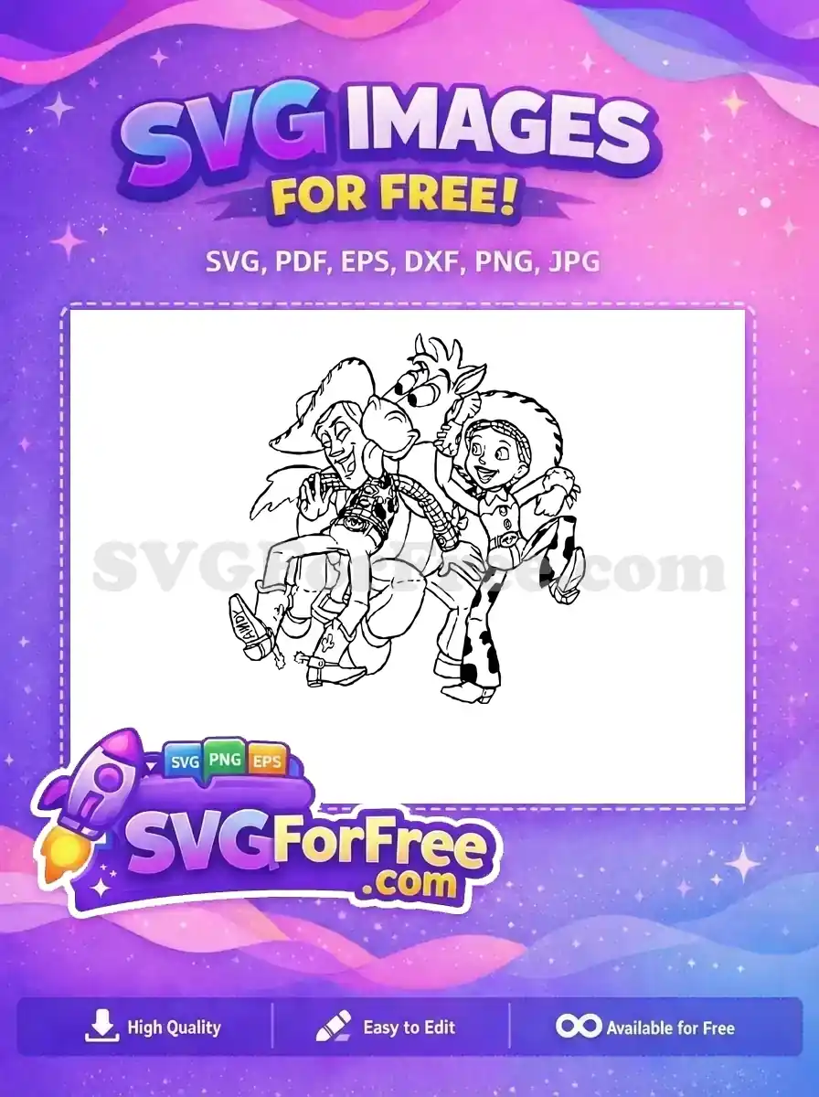 Free Woody Smiling Free Bullseye Jessie Toy Story Free SVG