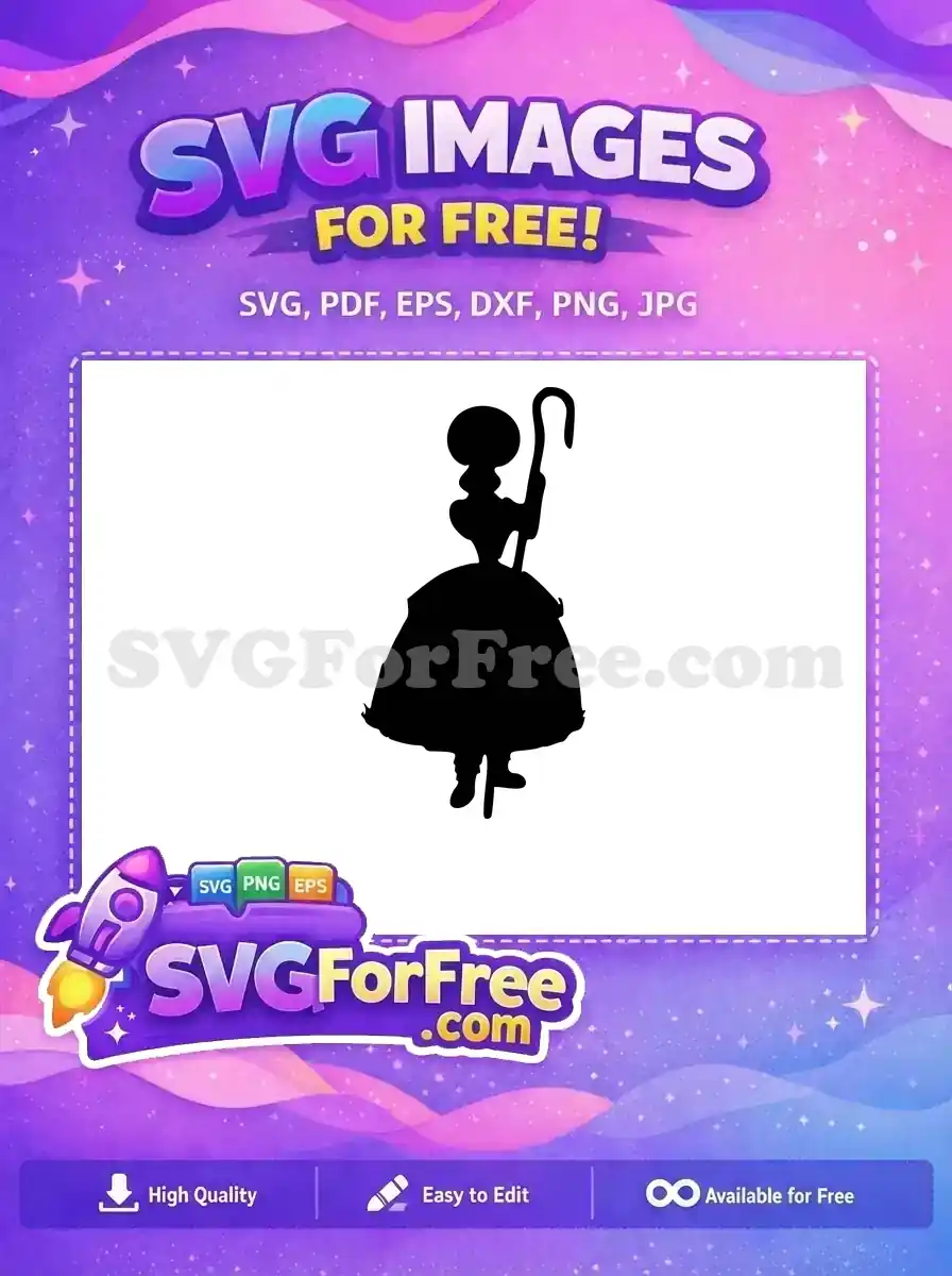 Free Bo Peep Silhouette Free Staff Accessory Toy Story Free SVG