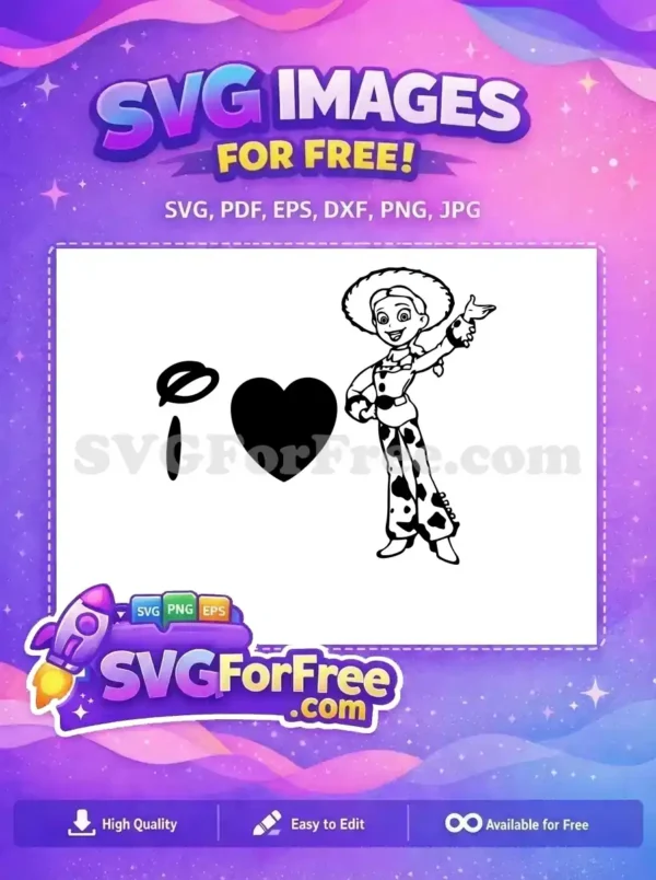Free Waving Jessie Free I Love Toy Story Free SVG