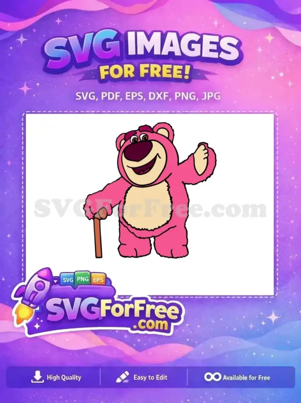 Free Smiling Pink Bear Free Walking Stick Toy Story Free SVG