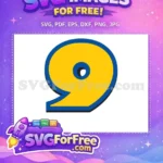 Free Number Nine Free Yellow Blue Toy Story Free SVG - Instant Download
