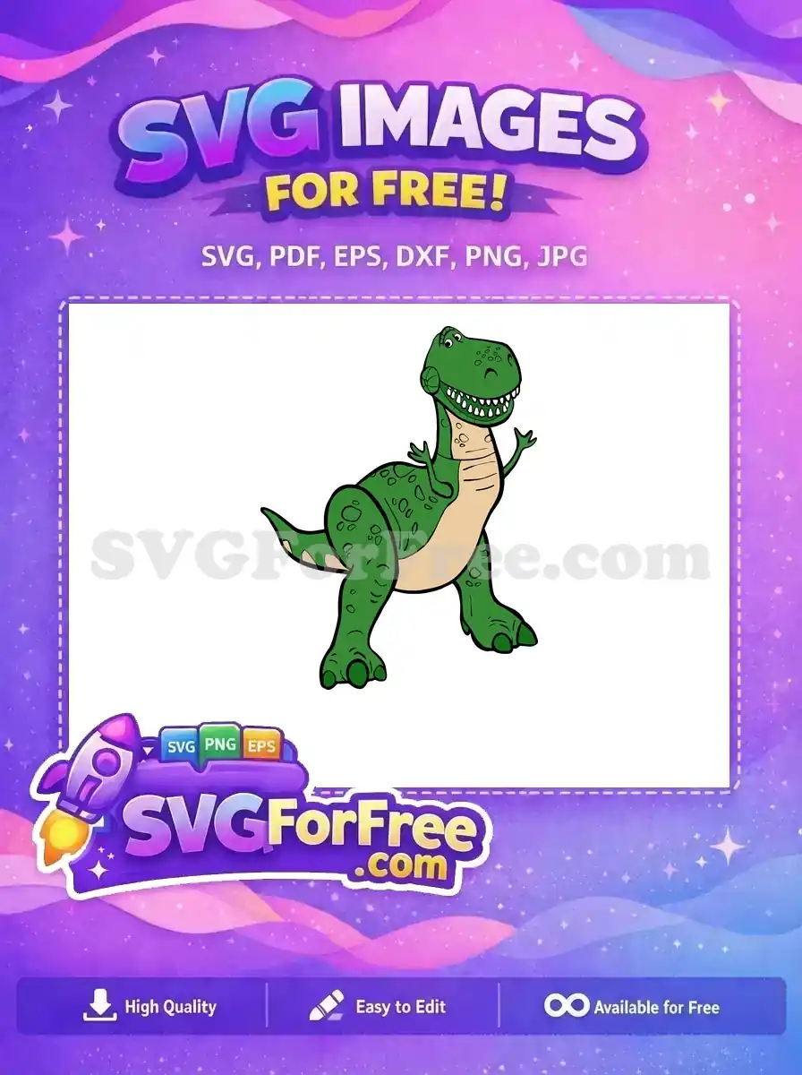 Free Smiling Rex Free Dinosaur Green Toy Story Free SVG