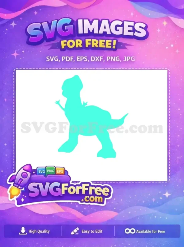 Free Turquoise Rex Silhouette Free Toy Story Character Free SVG