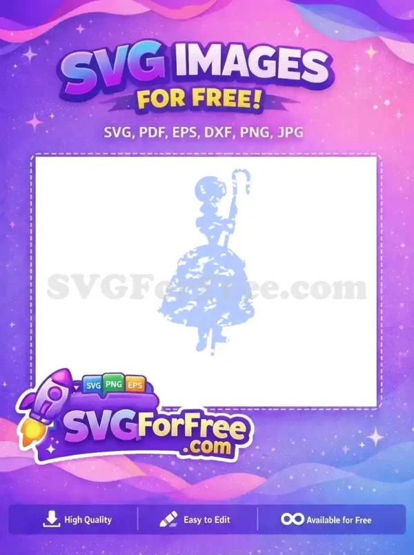 Free Bo Peep Silhouette Free Crook Detail Toy Story Free SVG 2