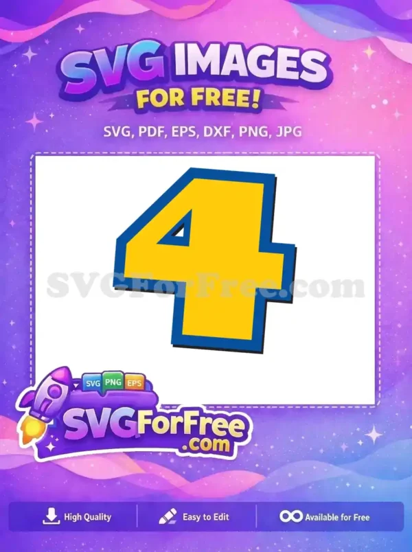 Free Yellow Number Four Free Blue Outline Toy Story Free SVG 2